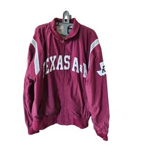 Vintage Texas A&M Heavy Windbreaker Rain Jacket Mesh Lined Size L Zip Up